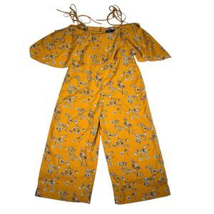 hnoss jumpsuit romper orange size Medium M Floral Short Sleeve Spaghetti Straps